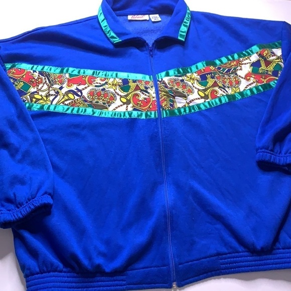 Vintage Haband Plus 3X Royal Flush Roman Ribbon Zip Up blue - Picture 5 of 5
